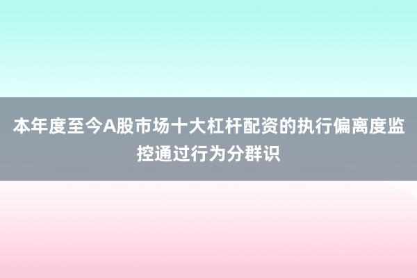 本年度至今A股市场十大杠杆配资的执行偏离度监控通过行为分群识
