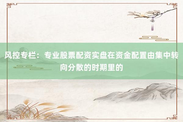 风控专栏：专业股票配资实盘在资金配置由集中转向分散的时期里的