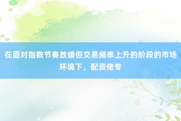 在面对指数节奏放缓但交易频率上升的阶段的市场环境下，配资佬专
