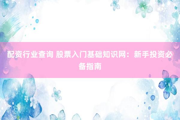 配资行业查询 股票入门基础知识网：新手投资必备指南